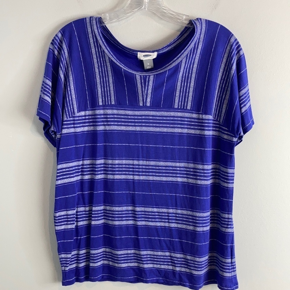 Old Navy Baja Stripe Blue Tee Medium
